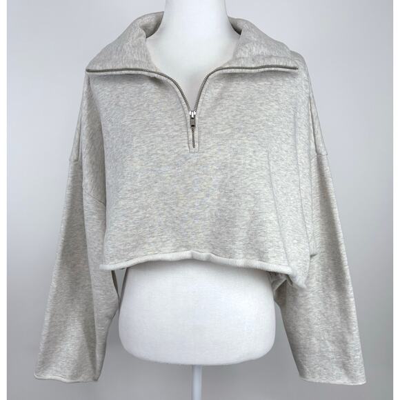 TKEES Core Fleece Cropped Half Zip Sweater Size 0/1 XS Small Casual Oversized - Picture 1 of 10
